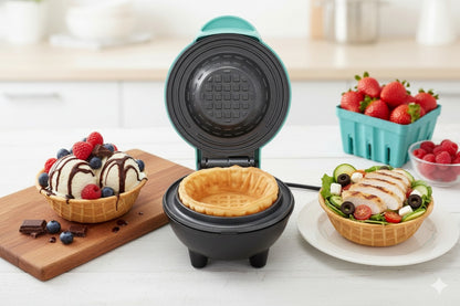Waffretta-Máquina para Hacer  Mini Tazones de Waffle